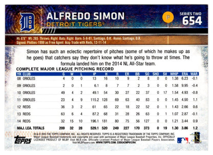 2015 Topps Alfredo Simon Detroit Tigers #654