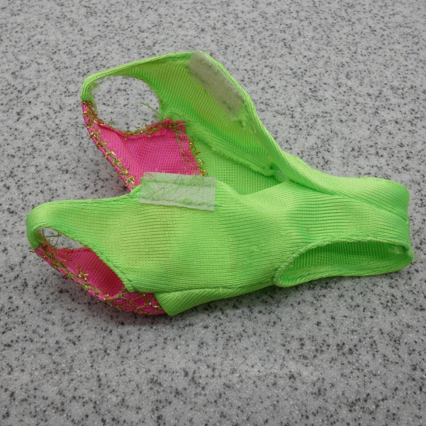 Barbie Doll Size Swimsuit Bathing Suit Green Pink Gold Bodice One Piece