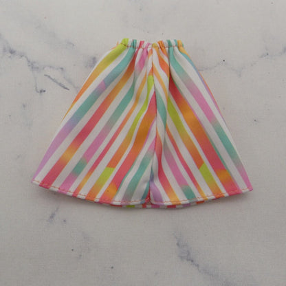 Barbie Doll Size Skirt Multicolor Vertical Stripes A Line Elastic Waist