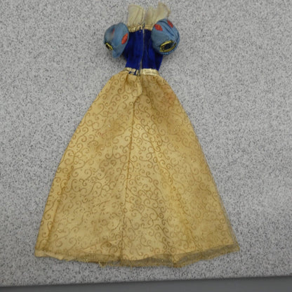 Snow White Doll Dress Princess Gown Blue Felt Bodice Gold Skirt Tulle