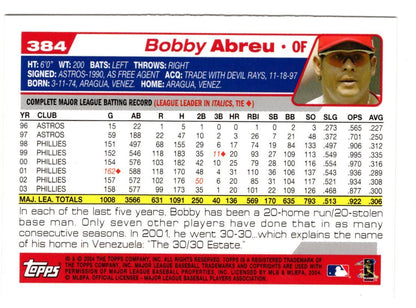 2004 Topps Bobby Abreu Philadelphia Phillies #384