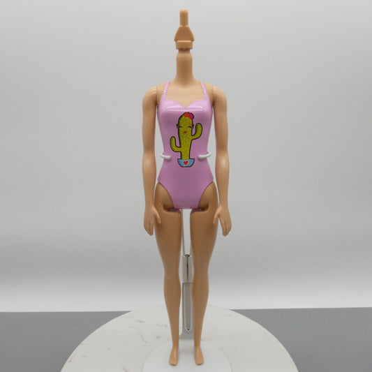 Barbie Water Play Doll Body Medium Light Skin Pink Molded Swimsuit Cactus GHT20