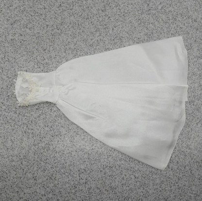 Barbie Doll Size Dress Wedding Gown White Satin Like Strapless Sweetheart Top