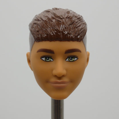 Barbie Fashionistas 195 Ken Doll Head Brown Hair French Crop Green Eyes HJT59 Y5