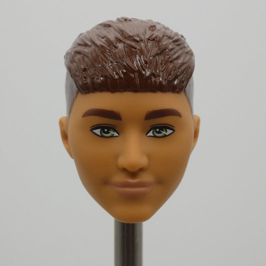 Barbie Fashionistas 195 Ken Doll Head Brown Hair French Crop Green Eyes HJT59 Y5