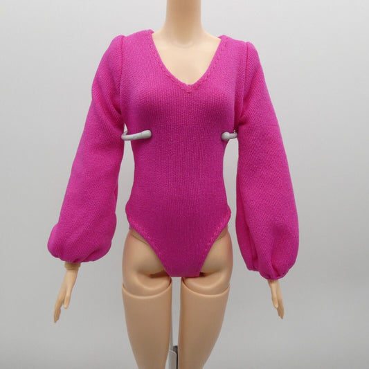 Barbie Looks 19 Doll Bodysuit Top Pink Long Sleeve Fits Standard And Tall HJX28