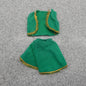 Barbie Doll Size Outfit Green Skirt Vest Top Southeast Asia Theme Gold Trim