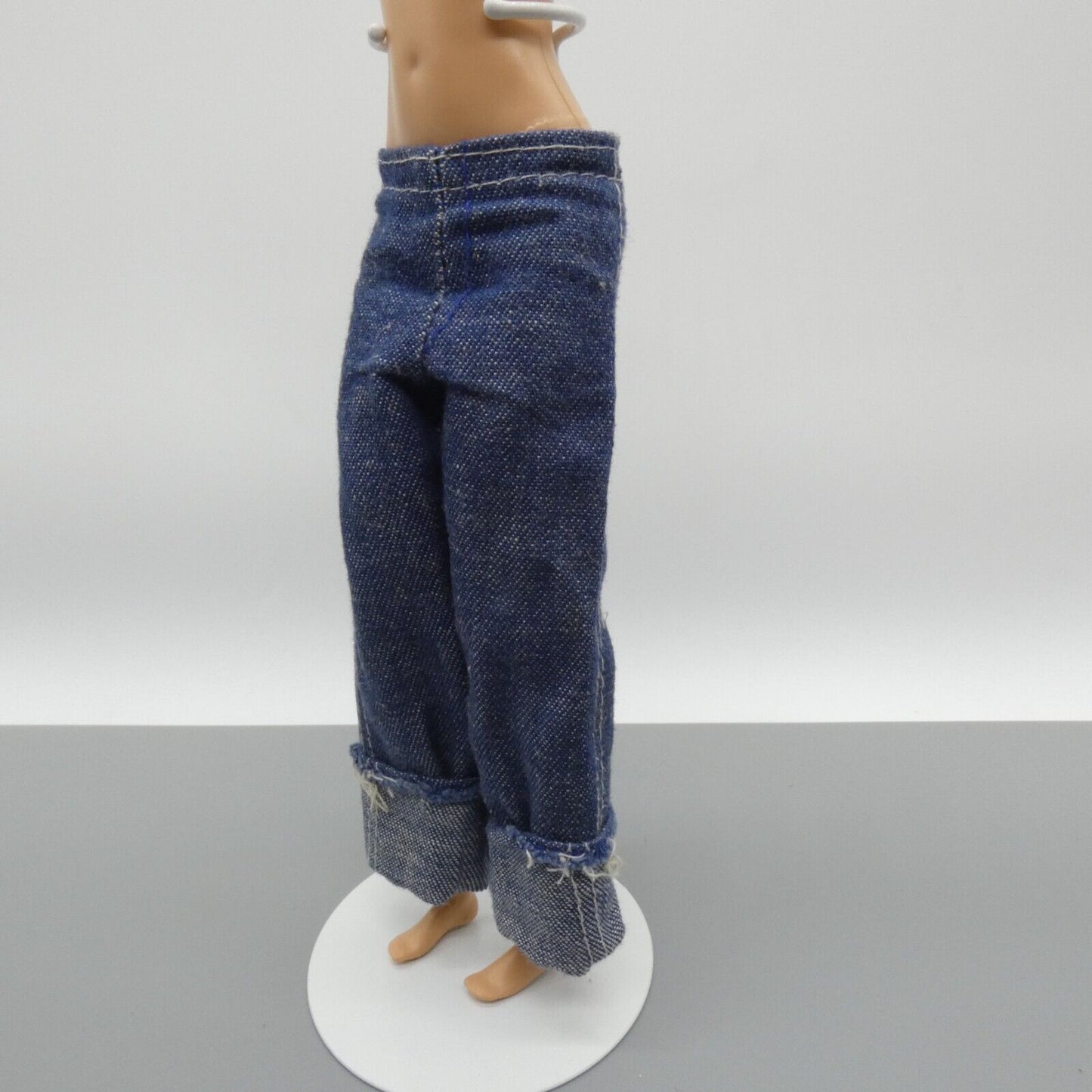 Barbie Doll Size Pants Blue Jean Wide Leg Rolled Cuff Distress Fits Fashionistas