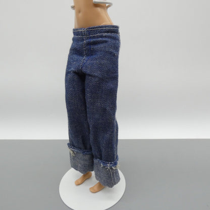 Barbie Doll Size Pants Blue Jean Wide Leg Rolled Cuff Distress Fits Fashionistas