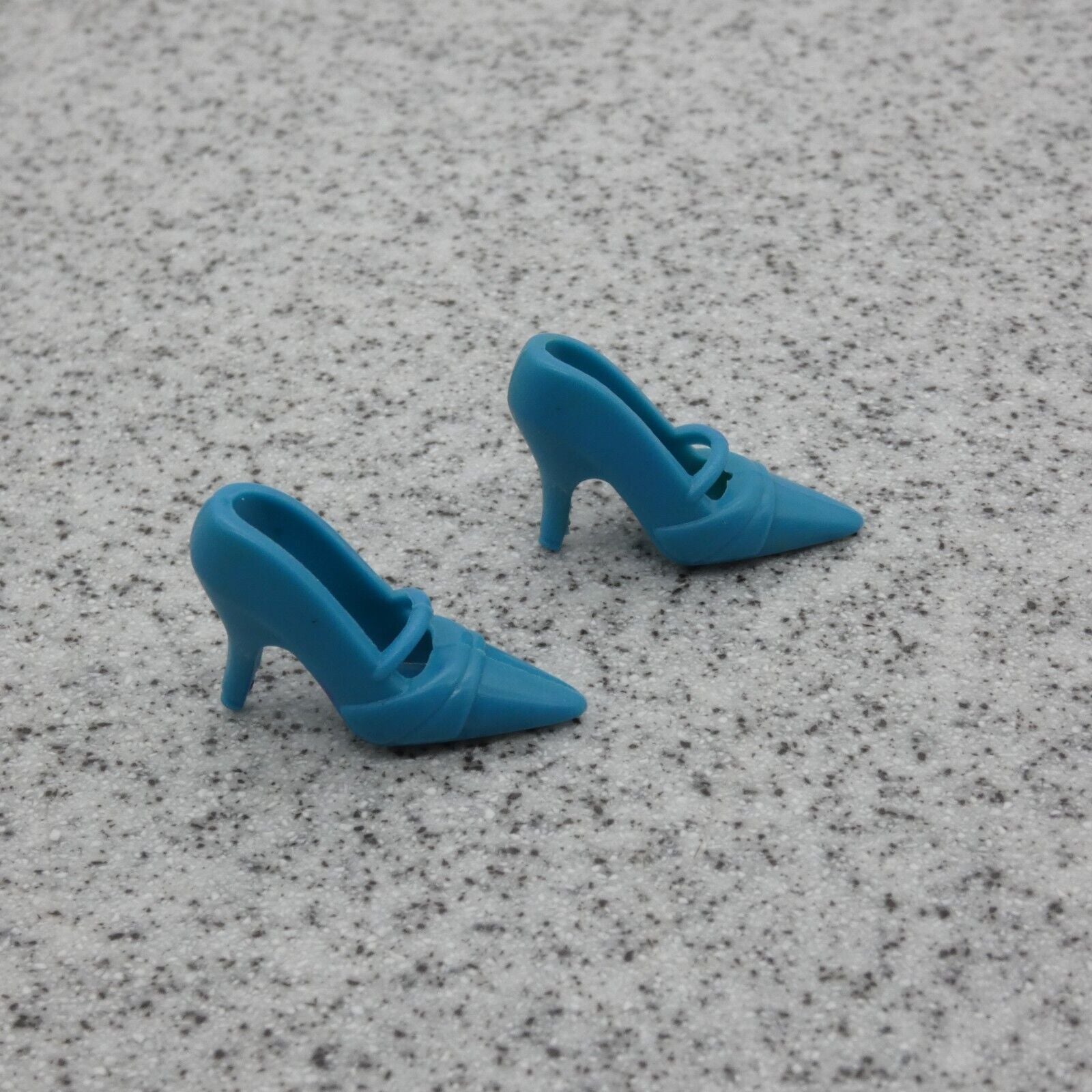 Barbie Doll Size Shoes High Heel Teal Blue Closed Pointed Toe Pumps Clone