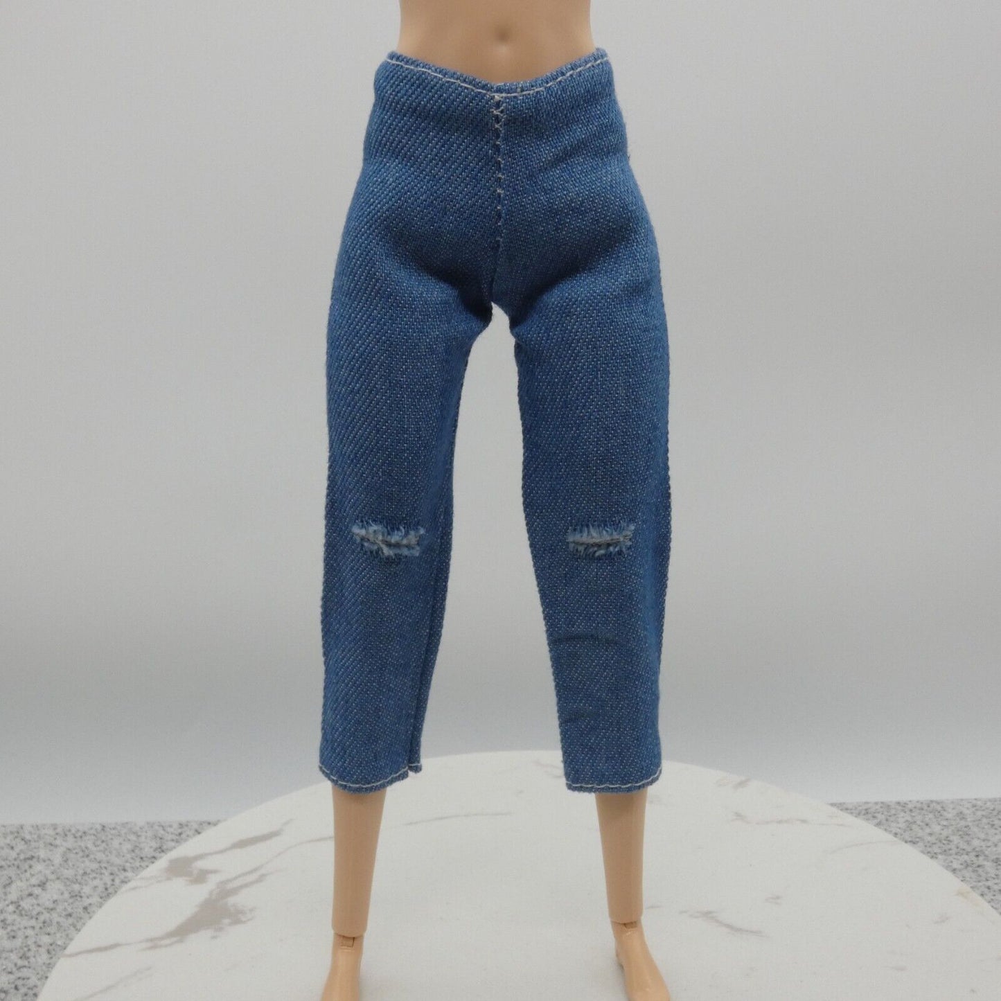 Barbie Doll Size Jeans Medium Wash Blue Pants Capri Distressed Fit Made To Move