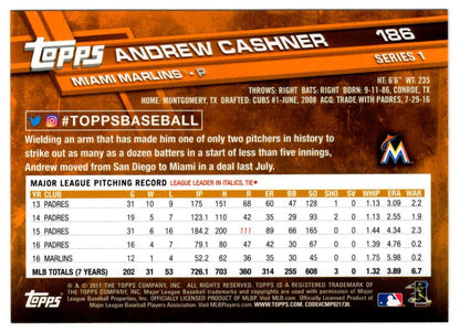 2017 Topps Andrew Cashner Miami Marlins #186