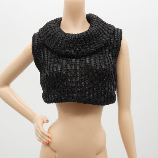 11 Inch Fashion Doll Crop Top Black Sleeveless Knit Shirt Fits Model Muse MTM