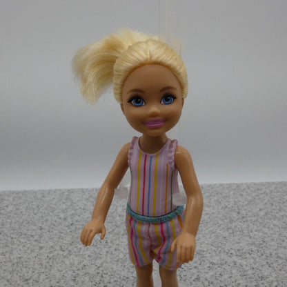 Barbie Chelsea Doll Blonde Light Skin Tone Striped Shorts Shoes DWJ33 Mattel