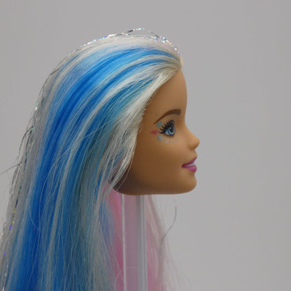 Barbie Fantasy Hair Doll Head Millie Face Pink Blue Blonde Hair 2020 GHN04