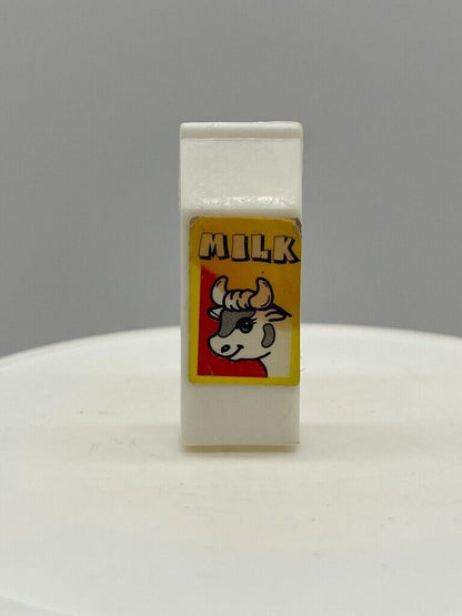 Barbie Doll Size Milk Carton White Cow Logo 1.5 In Kitchen Diorama Decoration