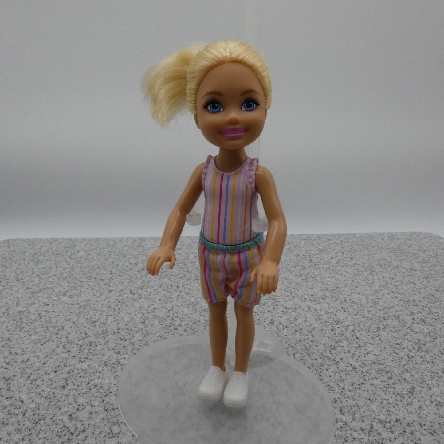 Barbie Chelsea Doll Blonde Light Skin Tone Striped Shorts Shoes DWJ33 Mattel