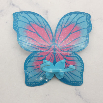 Barbie Doll Size Fairy Wings Turquoise Blue Pink Plastic Clip On Accessory