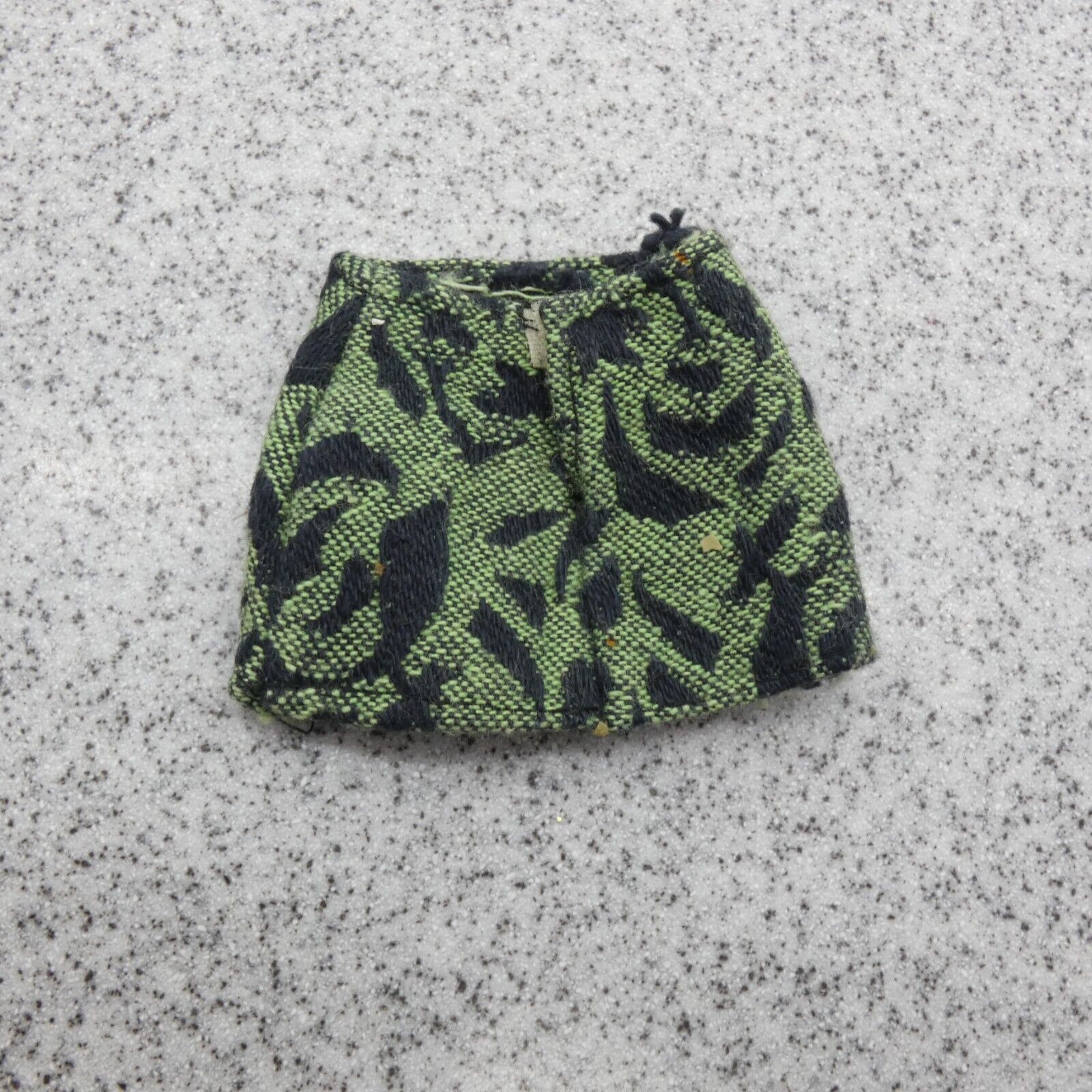 Barbie Doll Size Mini Skirt Green Black Camouflage Print Heavy Cotton