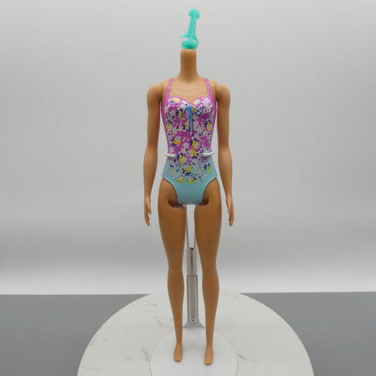 Barbie Water Play Doll Body Medium Light Skin Molded Swimsuit Flat Feet GHW37