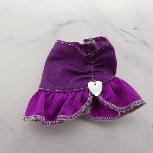 Barbie Doll Mini Skirt Purple Plum Scrunch Ruffle Hem Heart Charm