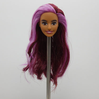 Barbie Fashionistas 207 Doll Head Greek Face Pink Magenta Hair Medium Skin HJT04