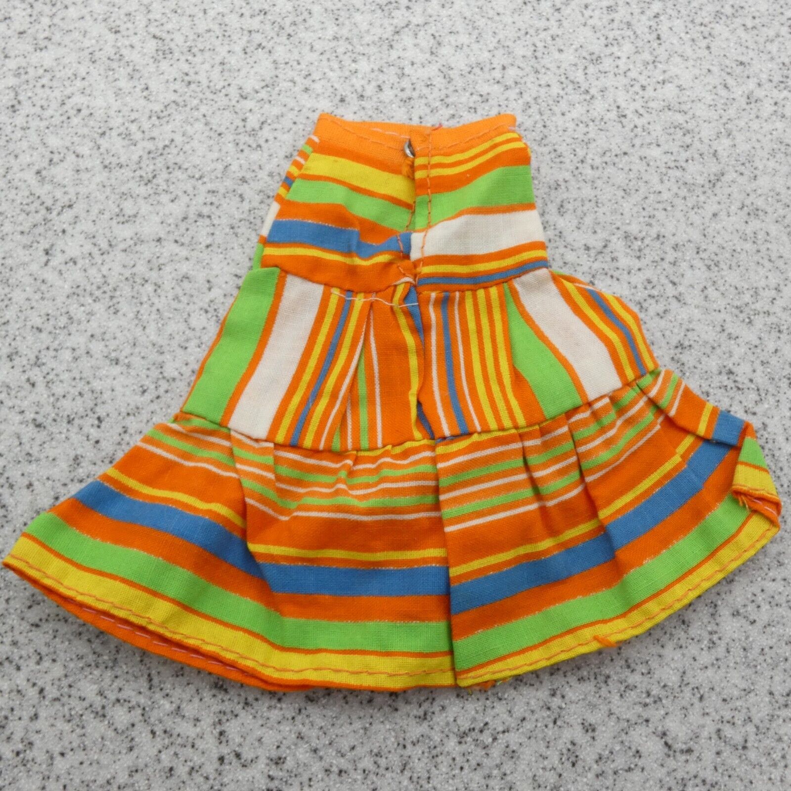 Barbie Doll Size Skirt Orange Multicolor Striped Flared Pleated 80s