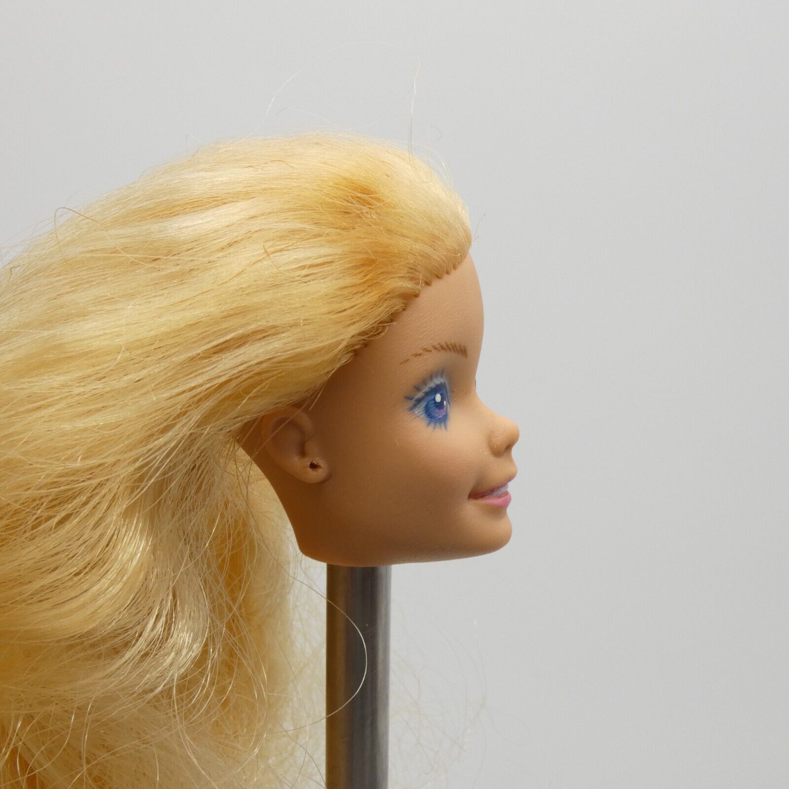 Barbie Doll Head Superstar Face Blonde Hair FOR REROOT Purple Eyes Mattel