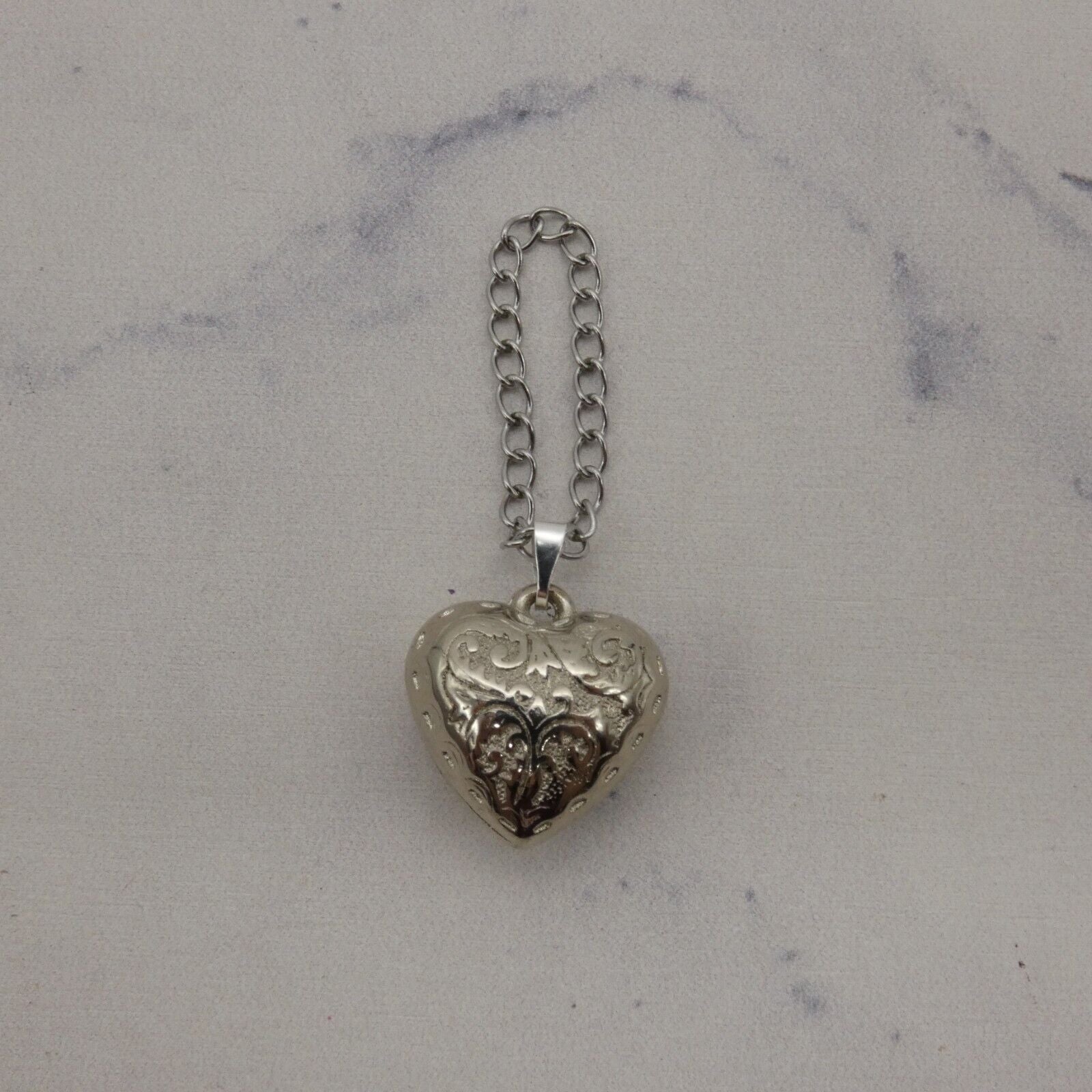 Barbie Doll Size Silver Heart Purse Chain Handle Handbag Handmade OOAK