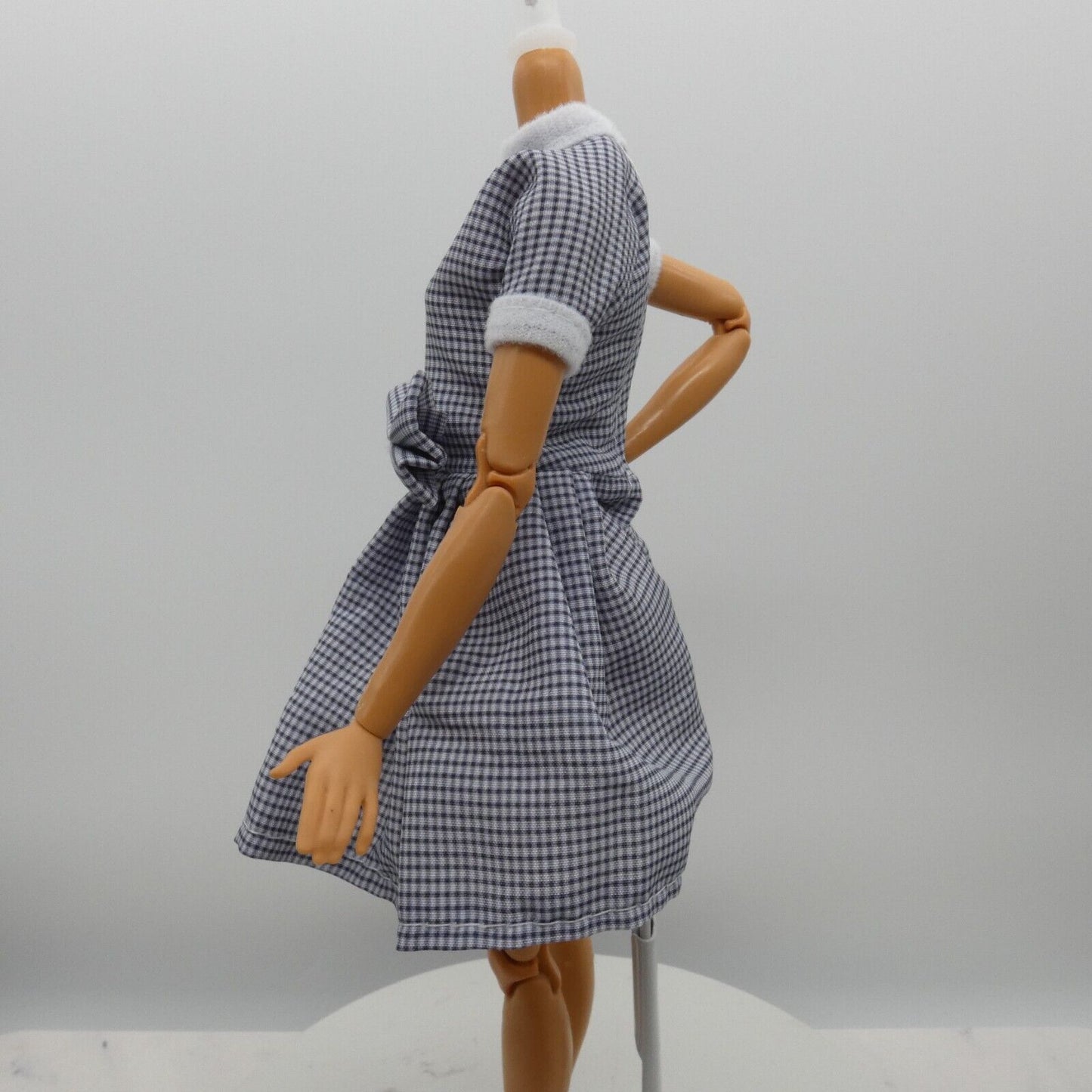 Barbie Doll Size Fashion Dress Black White Check Retro Lucy Fits Model Muse MTM