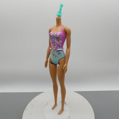 Barbie Water Play Doll Body Medium Light Skin Molded Swimsuit Flat Feet GHW37