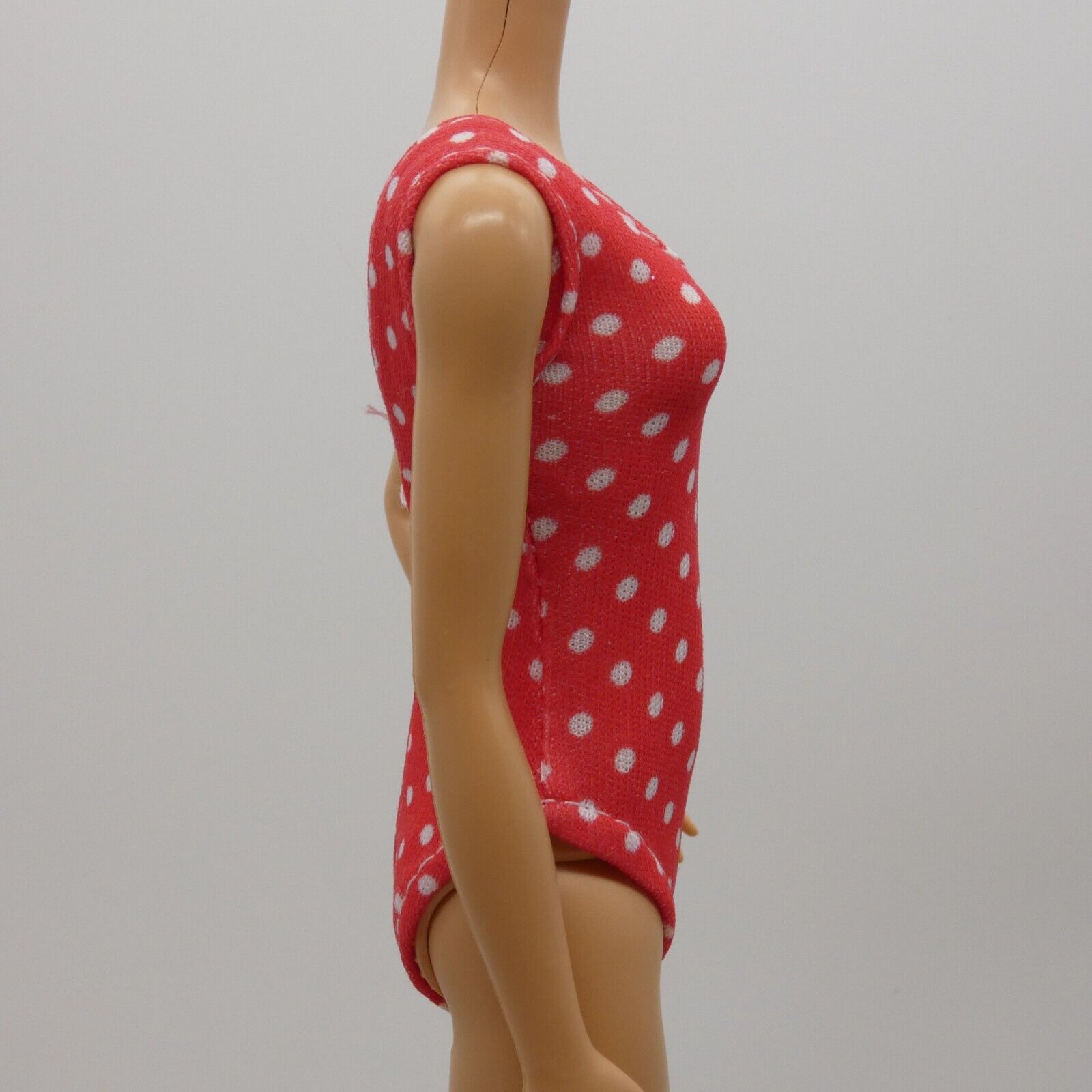 Barbie Doll Size Swimsuit Red White Polka Dot Bathing Suit One Piece Clone J5