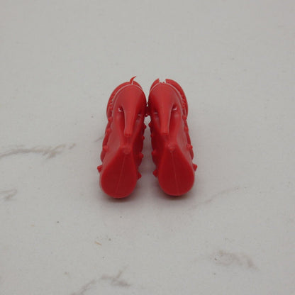 Barbie Doll Size Shoes High Heel Red Open Toe Sandals Strappy Hearts Clone