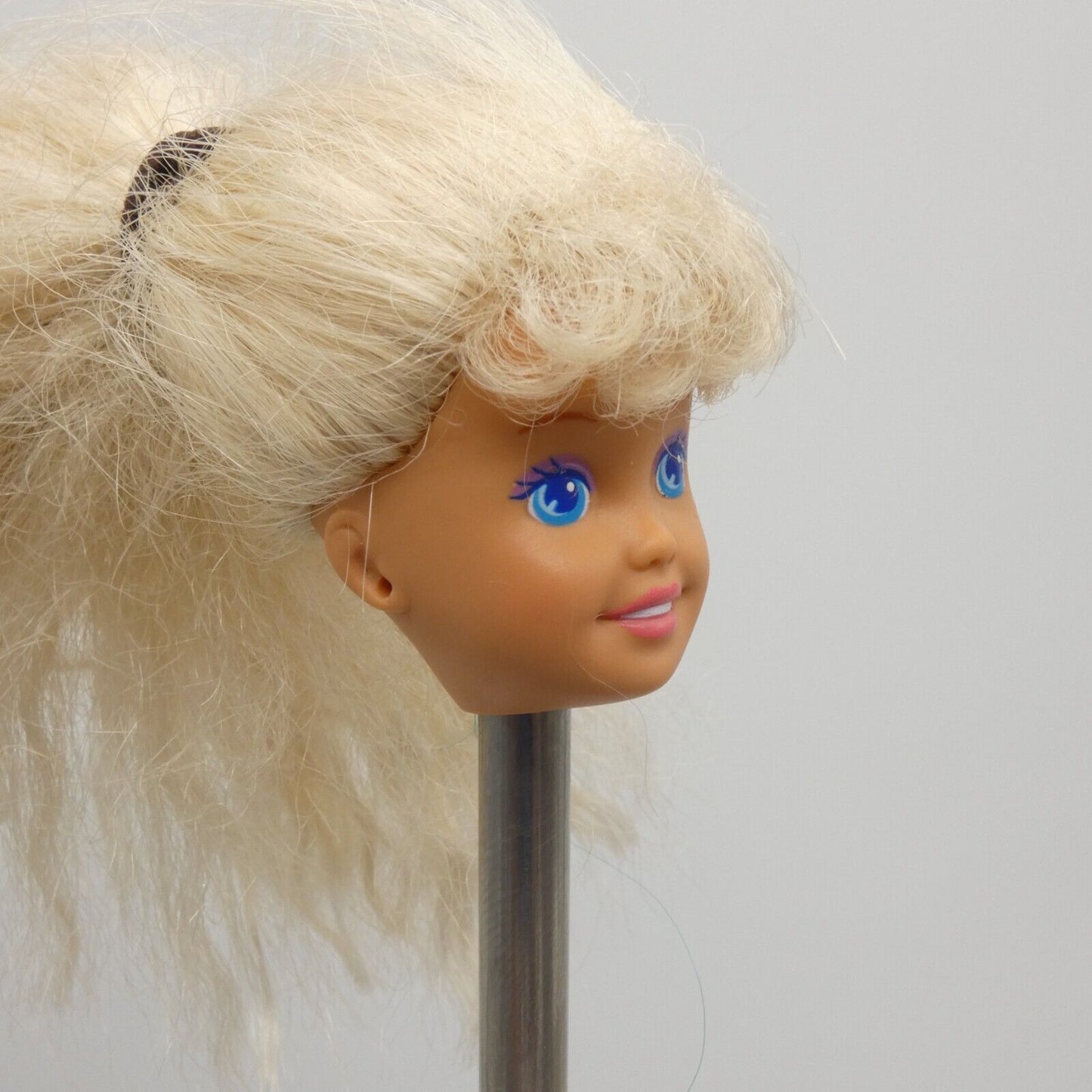 Barbie Little Sister Stacie Doll Head Wavy Hair Bangs Ponytail 1991 Mattel 4240