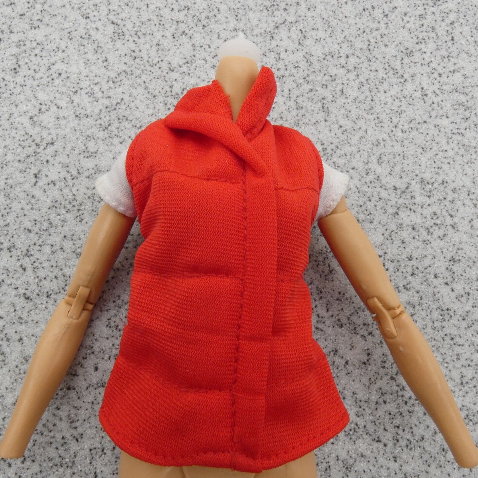 Barbie Doll Size Vest Top Red With White Undershirt Short Sleeve Outdoor Wear