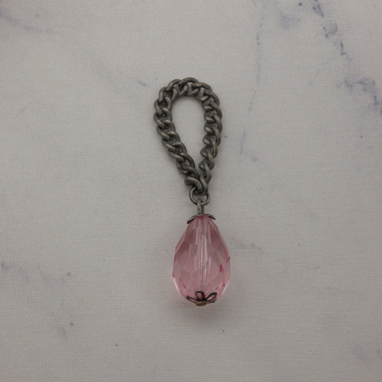 Barbie Doll Size Pink Teardrop Gem Purse Chain Handle Handbag Handmade OOAK