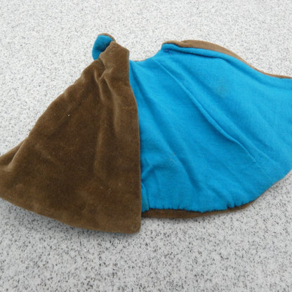 Barbie Doll Size Cloak Brown Jacket Cape Turquois Lined Handmade Velvet Like