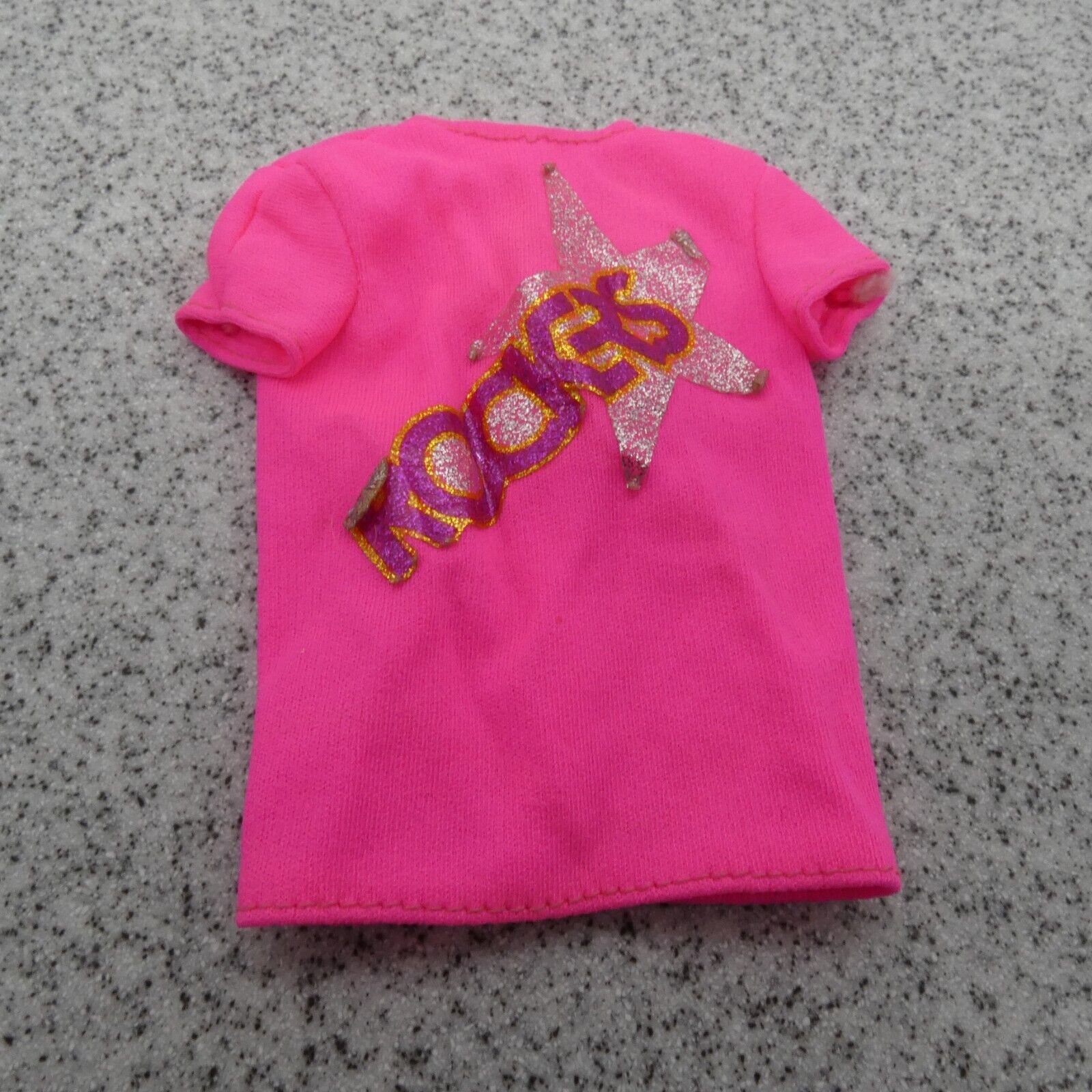 Barbie and the Rockers Doll Neon Pink Short Sleeve Shirt Top Concert 1985 Mattel