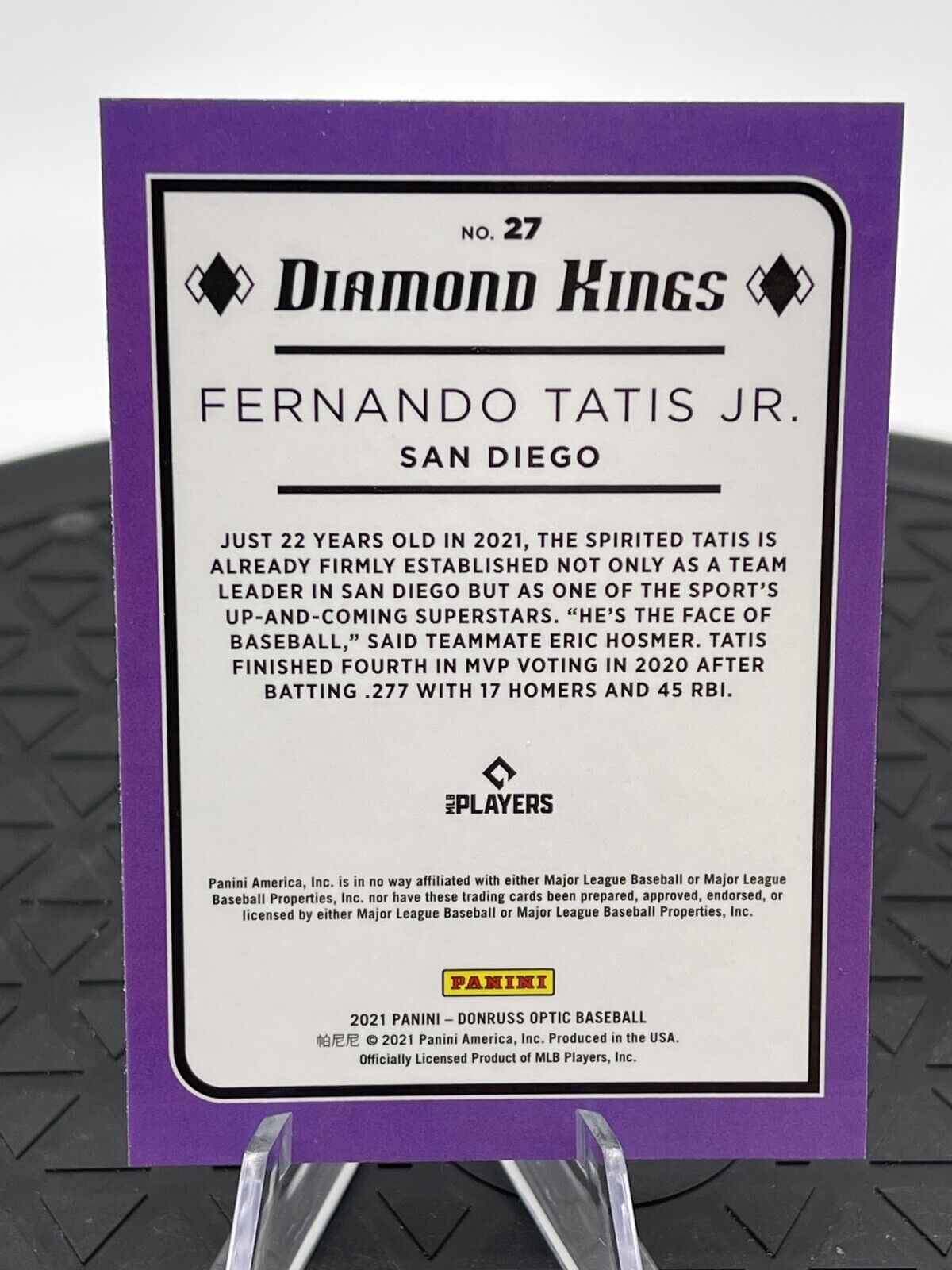 2021 Donruss Optic Fernando Tatis Jr Diamond Kings #27 San Diego Padres