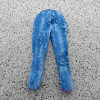 Barbie Doll Size Capri Pants Blue Simulated Distressed Denim Jeans Jeggings