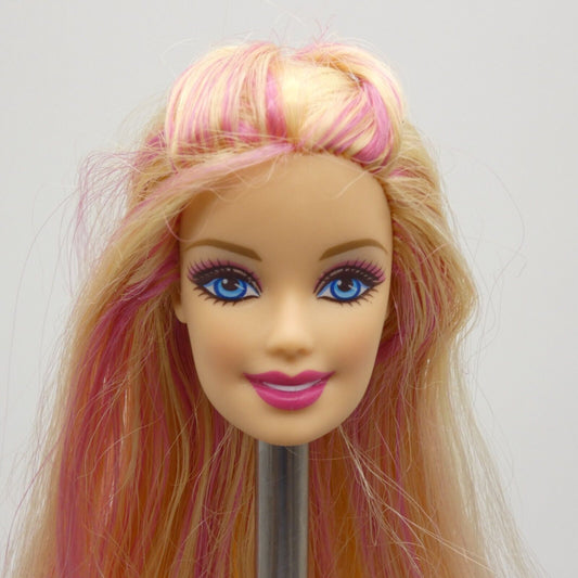 Barbie Doll Head Generation Girl CEO Face Blonde Hair Pink Highlights Braided