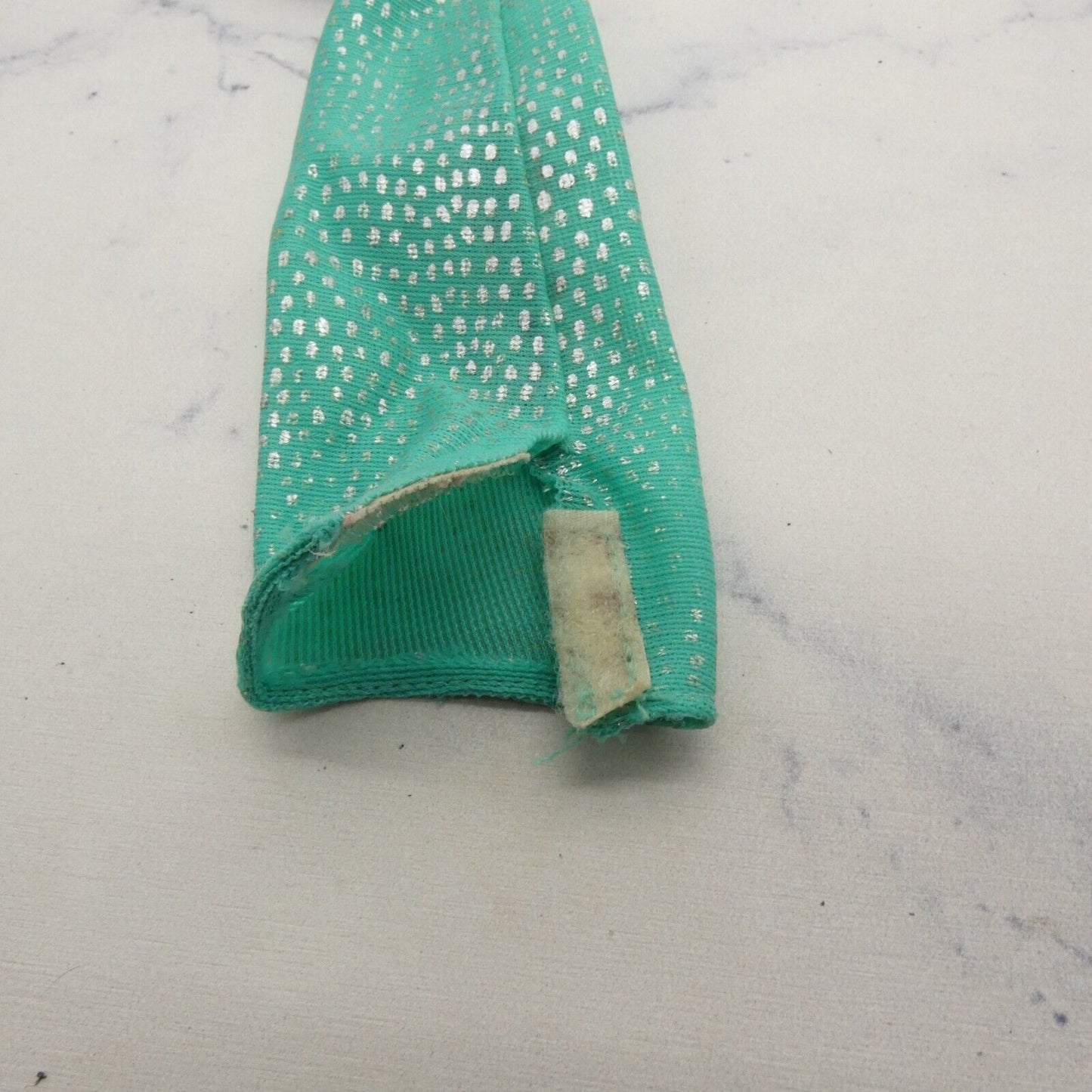 Barbie Doll Size Mermaid Tail And Fins Aqua Green Silver Dotted Fits MTM