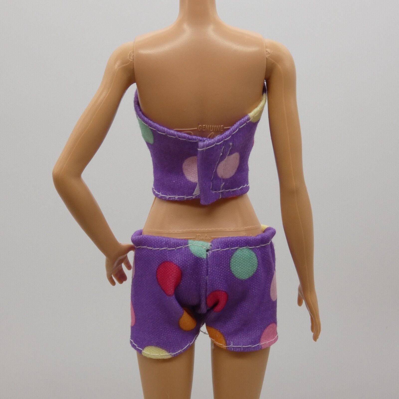 Barbie Doll Size Purple Polka Dot Two Piece Swimsuit Pajamas Top Shorts Clone