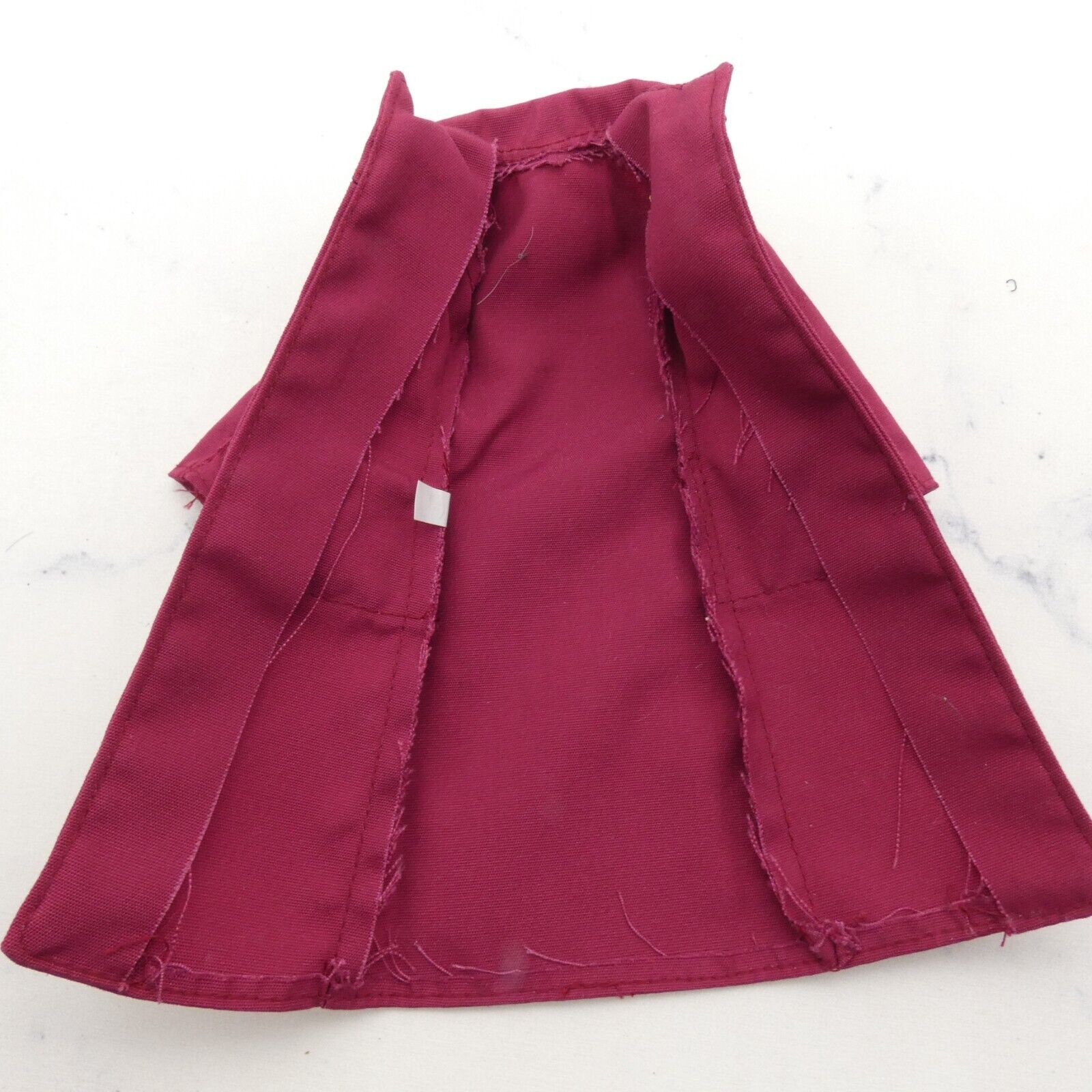 Barbie Doll Size Trench Coat Jacket Burgundy Red Long Sleeve Knee Length