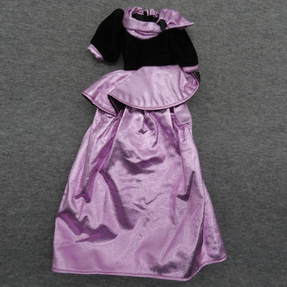 Barbie Doll Size Fashion Dress Black Bodice Top Purple Skirt Trim 3/4 Sleeve