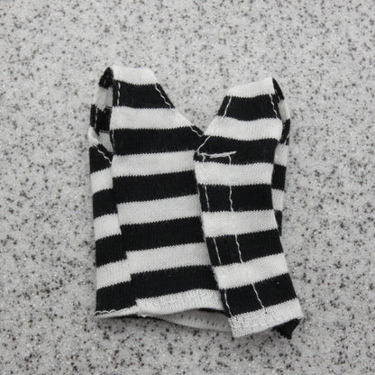 For Barbie Size Doll Tank Top Shirt Black White Striped Midriff Sleeveless