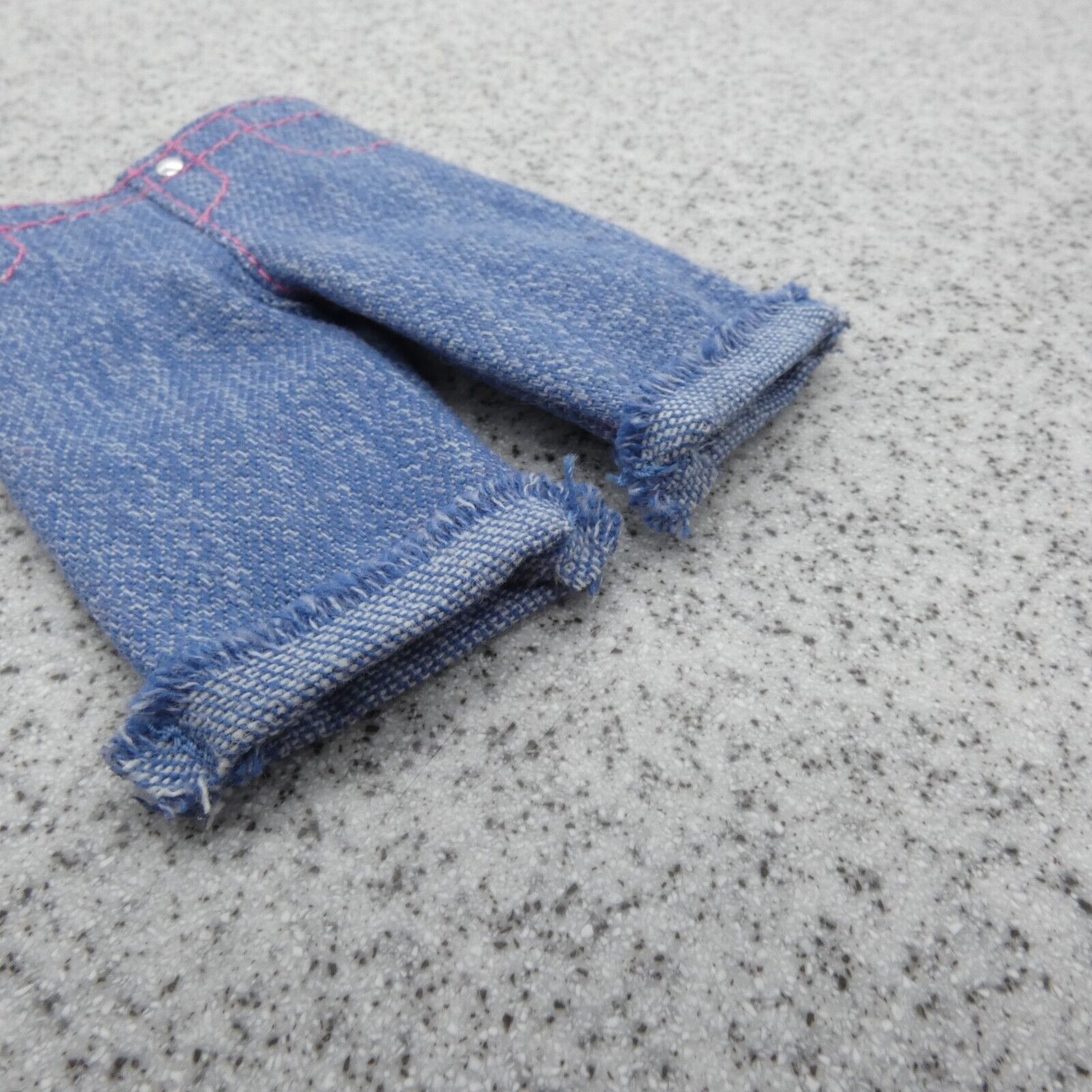 Barbie Doll Size Shorts Blue Jeans Denim Like Knee Length Rolled Cuff Button