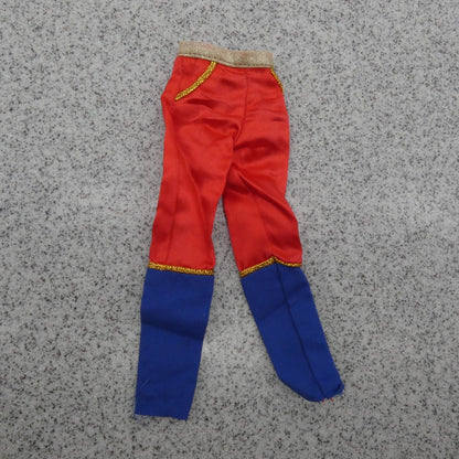 Barbie Doll Size Pants Red Blue Gold Trim Satin Like Costume