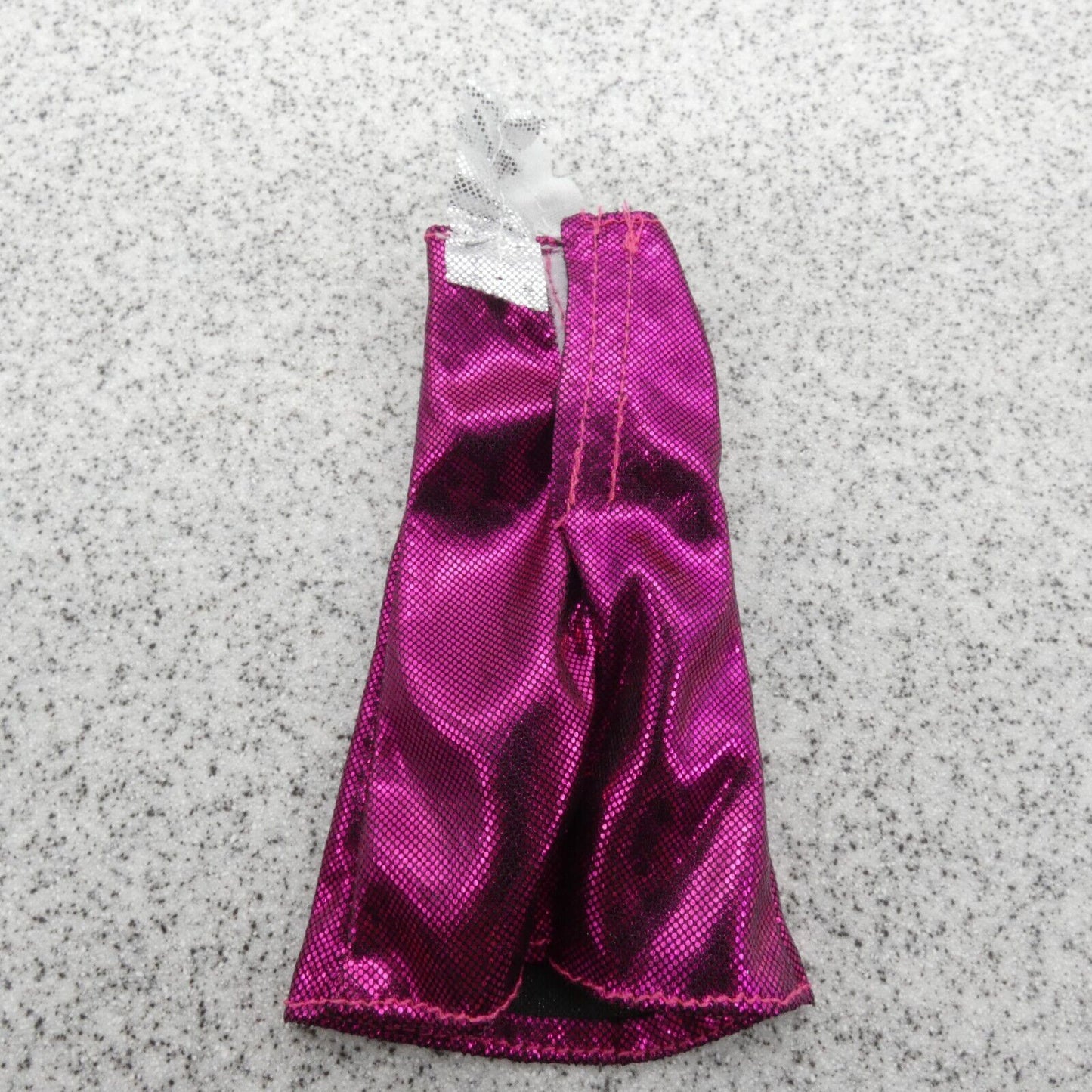 Barbie Doll Size Dress Pink Metallic Magenta One Shoulder Silver Strap Clone