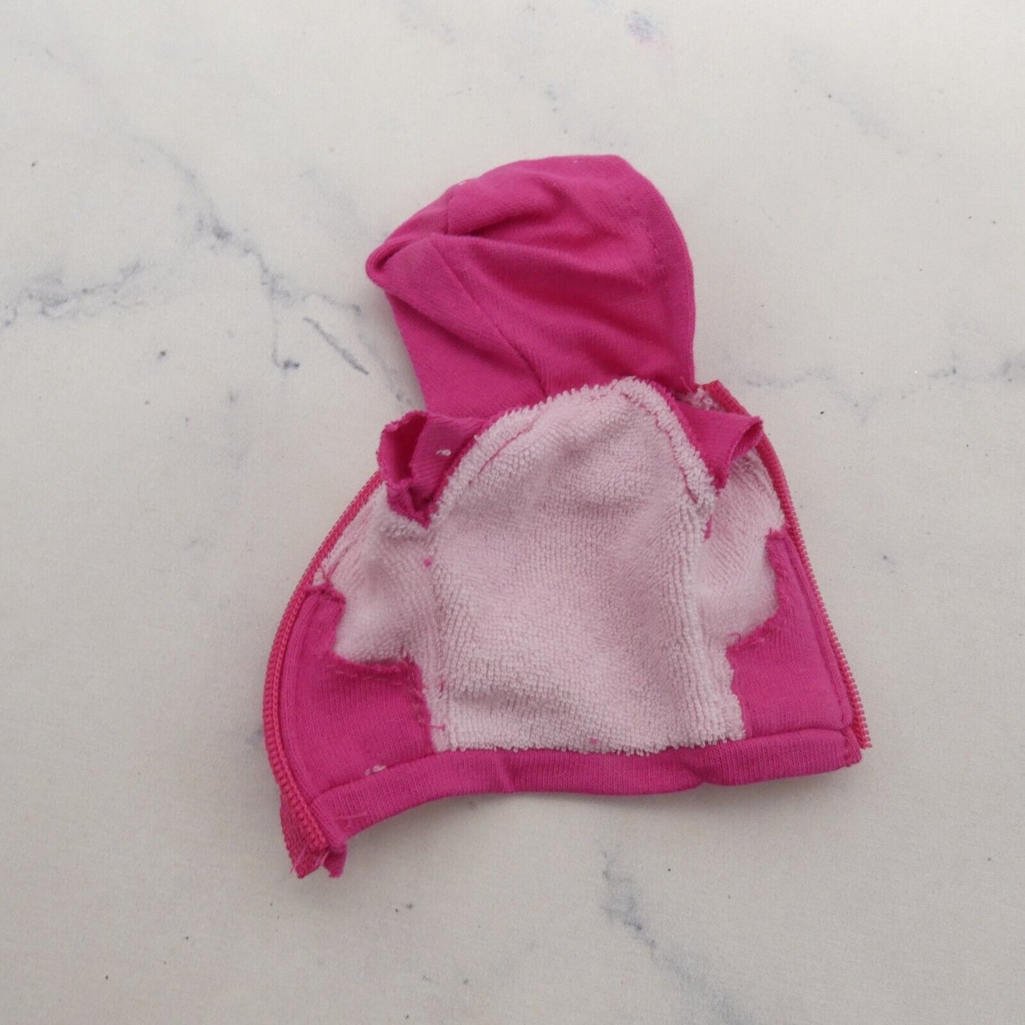 Barbie Doll Hoodie Top Pink Short Sleeve Terry Cloth Pockets Genuine Mattel